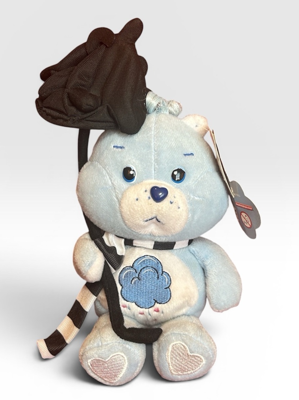 Rare Hard to Find Y2K NWT Care Bear Grumpy Bear Black Umbrella & Scarf 2006 8”